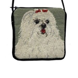 Tiny Needlepoint Purse Pouch Lhasa Apso 4.5"x4"